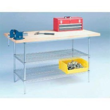 GLOBAL EQUIPMENT Wire Stationary Workbench w/ Maple Square Edge Top, 60"W x 30"D, Gray 249310